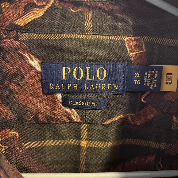 Ralph Lauren Polo Equestrian Print Plaid Button-Up Shirt XL - Picture 5 of 12